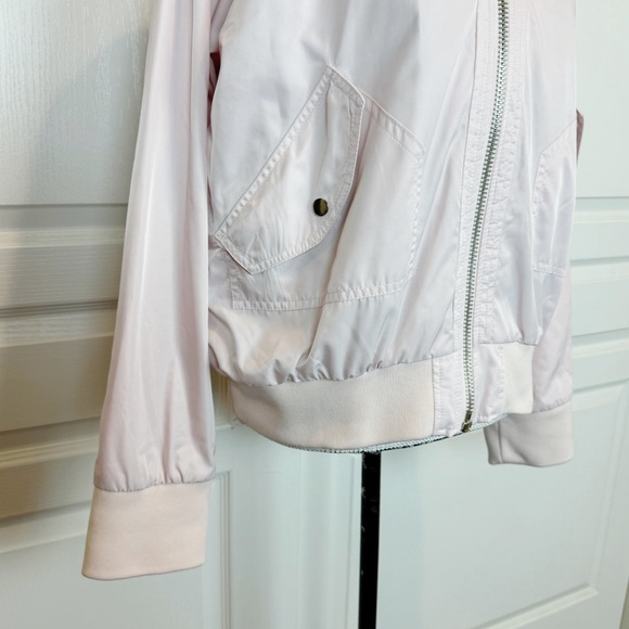 Free People Midnight Bomber Jacket Blush Pink Satin Large - Picture 6 of 7